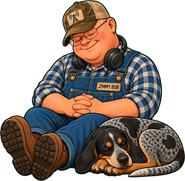 Jimmy Bob napping with his hound dog